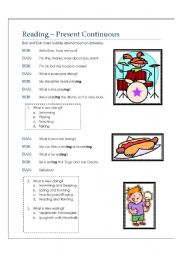 English Worksheet: Present Continuous - Reading