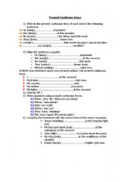 English worksheet: present continous practise.