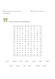 English Worksheet: Adjectives crossword 