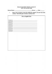 English worksheet: Time to english class