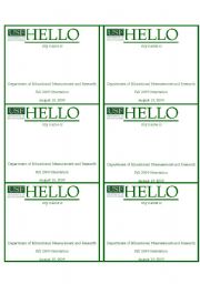 English worksheet: Hello Name Tags