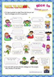 English Worksheet: Back to school series  - Personal Identification  -  Asking basic questions  (2/2)