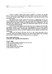 English Worksheet: Monster Ness legend