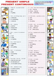 English Worksheet: PRESENT SIMPLE OR CONTINUOUS -MULTIPLE CHOICE (B&W VERSION INCLUDED)