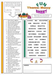 English Worksheet: Fun Sheet Theme: Muzzy