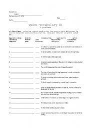 English worksheet: Fahrenheit 451 Vocabulary Quiz #1