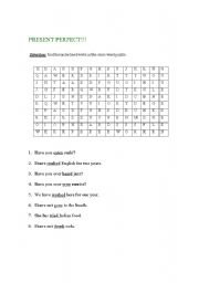 English worksheet: Present perfect crossword puzzle