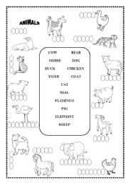 English Worksheet: ANIMALS