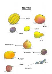 English Worksheet: Fruits part 1