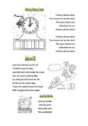 English Worksheet: Hickory dickory dock - SONG 