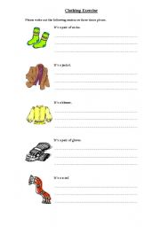 English worksheet: Clothes - exercise 1