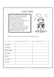 English Worksheet: Bobs Week