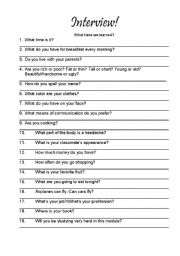 English Worksheet: Interview