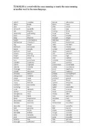 English Worksheet: Synonym