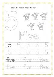 English Worksheet: five