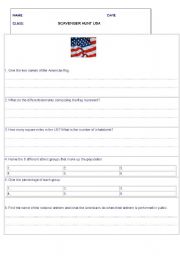 English worksheet: Scavenger hunt USA