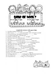 English Worksheet: Gone or Been