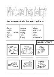 English worksheet: present continuous