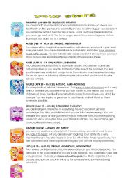 English Worksheet: the horoskope!!!