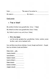English worksheet: family members worksheet
