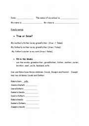 English Worksheet: family members worksheet