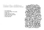 English Worksheet: colour the children