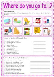 English Worksheet: WHERE DO YOU GO TO... ? 2/3