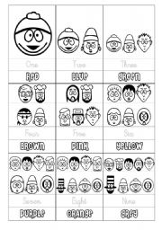 English Worksheet: colours and numbers south park