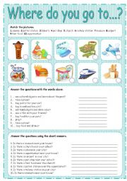 English Worksheet: WHERE DO YOU GO TO... ? 3/3