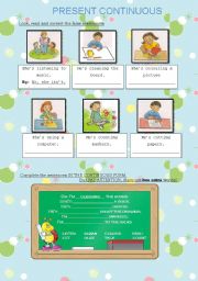English Worksheet: present continuous - school-related actions