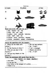 English worksheet: simple drills 