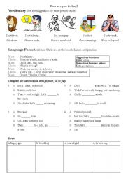 English Worksheet: How are you feeling?