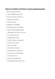 English Worksheet: Making various questions