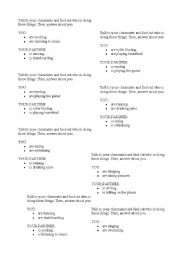 English worksheet: present continuous cards