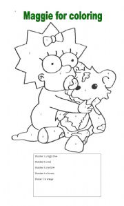 English Worksheet: maggie for coloring