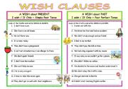 English Worksheet: wish clauses