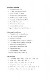 English worksheet: present simple tense