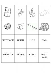 English worksheet: school objects