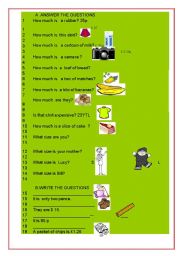 English worksheet: Asking and answering prices