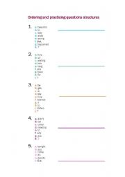 English worksheet: Practicing questions structures