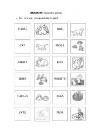 English Worksheet: Domestic Animals Memorize
