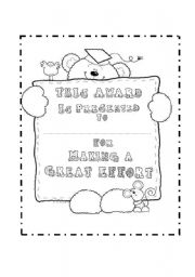 English Worksheet: AWARD FOR BEEN GOOD