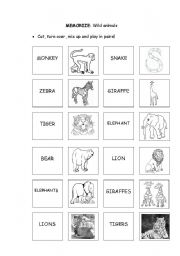 English Worksheet: Wild Animals Memorize