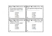 English worksheet: Sight  Word Task cards Set 1