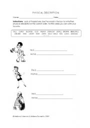 English worksheet: Physical Description 