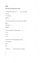 English Worksheet: education in Britain quiz 