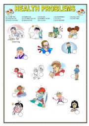 English Worksheet: HEALTH PROBLEMS VOCABULARY