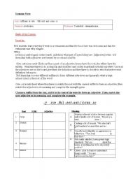 English worksheet: suffixes 1