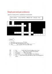 English worksheet: Simple past and past continuous crossword puzzle