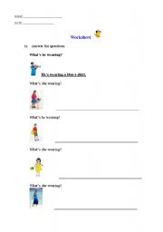 English worksheet: What is he wearing?